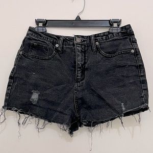 Black Distressed Denim Shorts